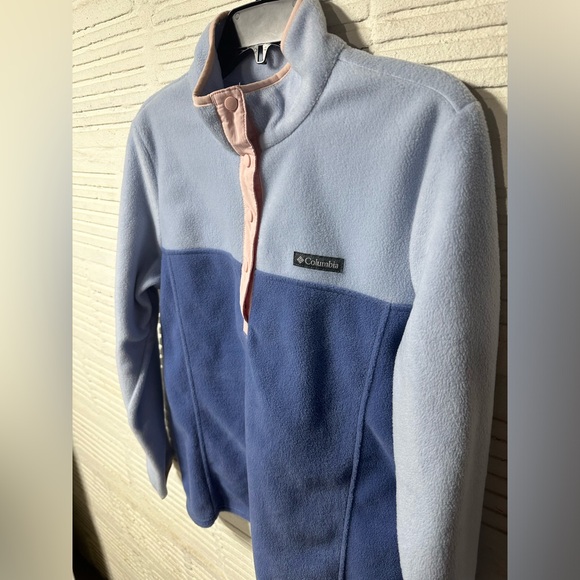 Women’s Columbia Fleece Multi Tone Pastel Jacket Quarter Button Size Large - Picture 3 of 6